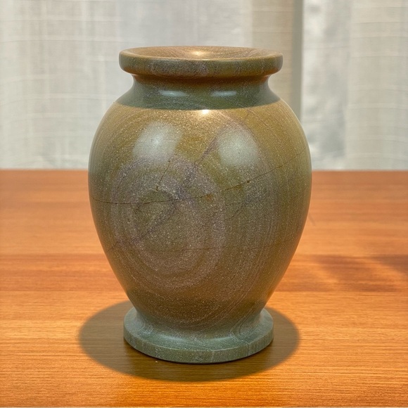 VTG Carved Stone Marble Miniature Bud Vase 4” Tall Green Earth Tone Natural - Picture 3 of 16